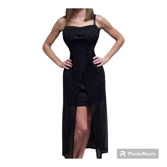 Next Up Dresses & Skirts - Vintage '90s Next Up Sheer Black Overlay Hi Low Dress Size Medium